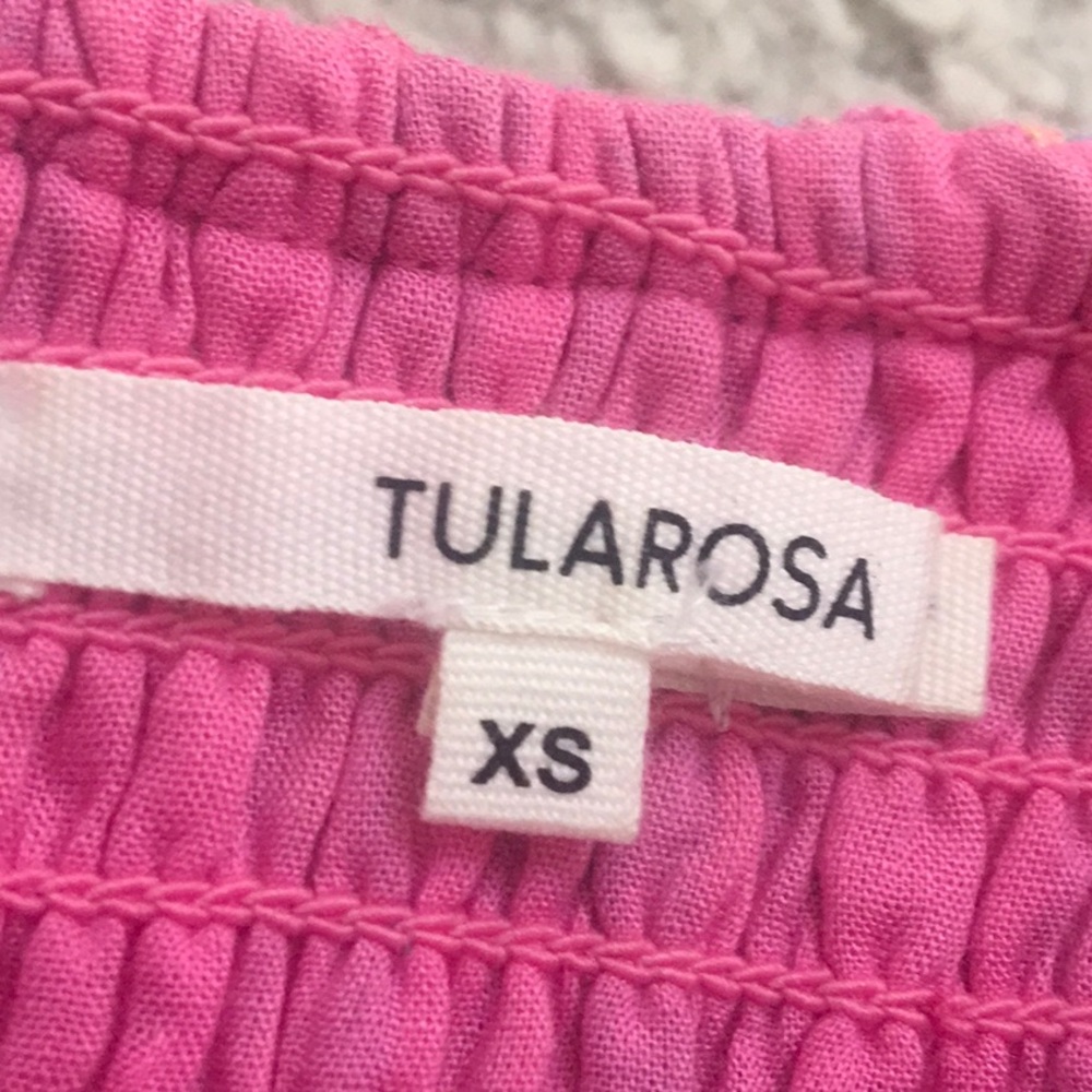 TULAROSA/“BAILEE”STRAPLESS MULTI STRIP LINEN BLEND RUFFLE DRESS/ NEW - Picture 10 of 10